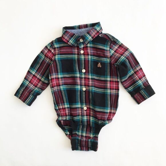 Babygap plaid button down diaper shirt EUC 6-12m - Picture 1 of 4